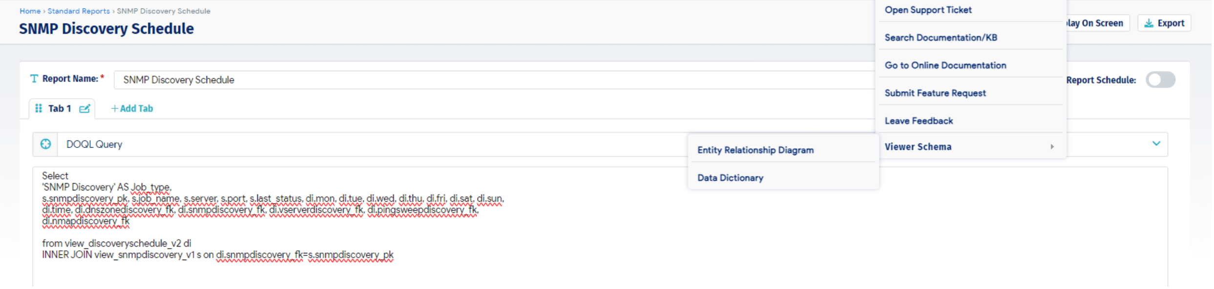View Schema option