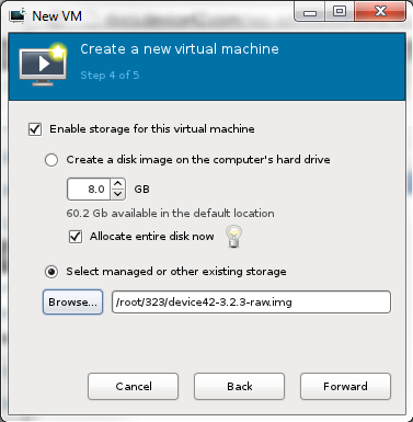 Choose disk(bunzipped file)