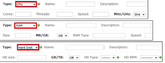 CPU, RAM, and Hard Disk Attributes